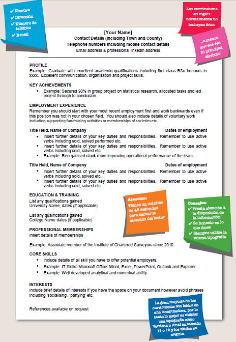 ejemplos de resume en english